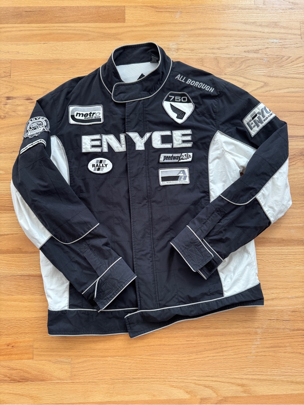 Enyce Black and White Racing-Style Lightweight Jacket Vintage 90s